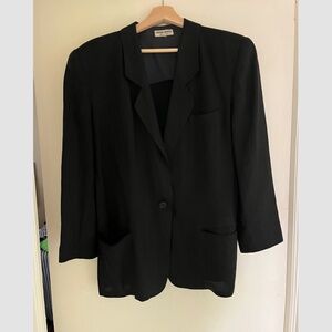 Vintage Giorgio Armani Black Linen Blazer - Made in Italy